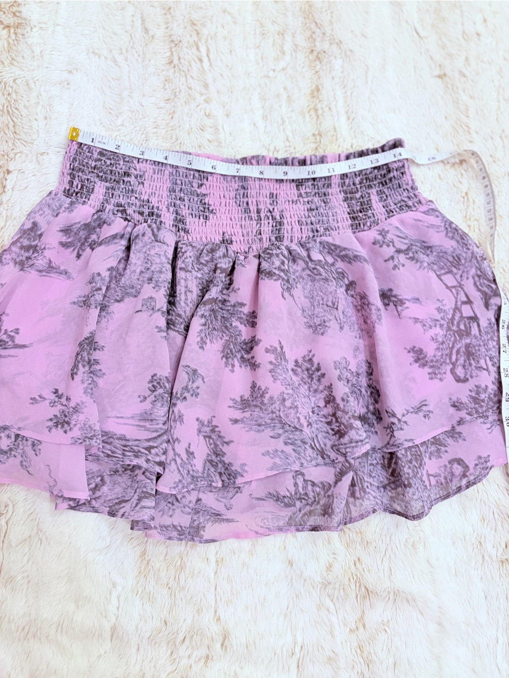 💜 Urban Outfitters Ciara Lilac Toile Ruffle Mini Skirt Y2K Fairycore Coquette - Picture 7 of 10